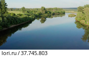 Южный Урал, Башкирия, река Ай. Вид с воздуха. The Southern Urals, Bashkiria, the Ai River. Aerial view. Стоковое видео, видеограф Евгений Романов / Фотобанк Лори