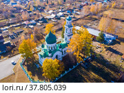 Вид сверху на храм архангела Михаила. Город Кушва. Свердловская область. Россия (2021 год). Стоковое фото, фотограф Евгений Ткачёв / Фотобанк Лори