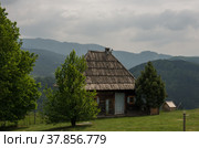 Дрвенград (Мецавник / Кустендорф) Эко-деревня, построенная Эмиром Кустурицей в Мокра Гора в Западной Сербии (2018 год). Редакционное фото, фотограф Дымов Игорь / Фотобанк Лори