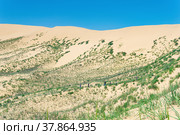 Tourist route through the protected desert landscape Sarykum, Dagestan (2022 год). Редакционное фото, фотограф Евгений Харитонов / Фотобанк Лори