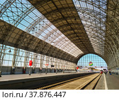 Киевский вокзал в Москве, крытый перрон (2022 год). Редакционное фото, фотограф Мила Демидова / Фотобанк Лори