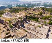 Bird's eye view of Rhodiapolis remains, Turkey. Стоковое фото, фотограф Яков Филимонов / Фотобанк Лори