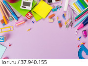 School and office supplies. Top view. Стоковое фото, фотограф Сергей Толмачёв / Фотобанк Лори