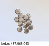 Battery,bunch,cr 2032,group,light,lithium,many,metal,small battery. Стоковое фото, фотограф Марина Шабардина / Фотобанк Лори