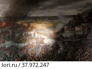 Картина панорама битвы у Никольского монастыря в 1812 году в Малоярославце (2022 год). Редакционное фото, фотограф Дмитрий Неумоин / Фотобанк Лори