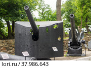 Военно-исторический музей Тихоокеанского флота. Владивосток. 120-мм орудие Круппа (2022 год). Редакционное фото, фотограф Владимир Макеев / Фотобанк Лори