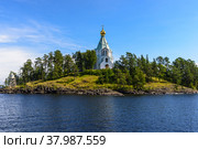 Saint Nicholas Island skete (skeet) before sunset.Valaam Transfiguration  monastery. Стоковое фото, фотограф Михаил Аккуратoв / Фотобанк Лори