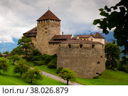Vaduz castle with Alps mountains in background. Стоковое фото, фотограф Яков Филимонов / Фотобанк Лори