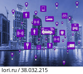 The ridesharing and carpooling concept in the city. Стоковое фото, фотограф Elnur / Фотобанк Лори