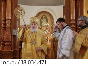Литургия в храме посёлка Ново-Милет, Балашиха, рукоположение во диакона (2022 год). Редакционное фото, фотограф Дмитрий Неумоин / Фотобанк Лори