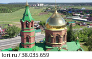 Flight over the Church of St. Nicholas the Wonderworker in the village of Mezenskoye. Russia (2021 год). Стоковое видео, видеограф Евгений Ткачёв / Фотобанк Лори