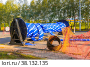 U-pipe reel for the restoration of the old main pipeline using the trenchless method. Стоковое фото, фотограф Дмитрий Коростылев / Фотобанк Лори