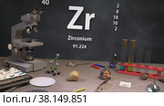 Химический Элемент 40 Zr Цирконий. Периодическая система. Инфографика. Стоковая анимация, аниматор Max Konnov / Фотобанк Лори