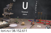 Химический Элемент 92 U Уран. Периодическая система. Инфографика. Стоковая анимация, аниматор Max Konnov / Фотобанк Лори