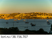 Beautiful morning landscape with sunrise in the Gulf of Gumbet of the city of Bodrum. Стоковое фото, фотограф Ярославский Максим / Фотобанк Лори