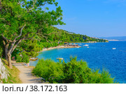Landscape of the coastline of the Adriatic Sea near Omis (2015 год). Стоковое фото, фотограф Михаил Аккуратoв / Фотобанк Лори