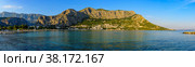 Beautiful evening panorama of the bay of the town of Omis (2015 год). Стоковое фото, фотограф Михаил Аккуратoв / Фотобанк Лори