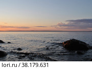 Море, закат, Онежское озеро. Стоковое фото, фотограф Анна Щербакова / Фотобанк Лори