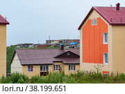 Cityscape of the village of Yuzhno-Kurilsk on the island of Kunashir (2022 год). Стоковое фото, фотограф Евгений Харитонов / Фотобанк Лори