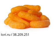 Close up cheese puff balls isolated on white. Стоковое фото, фотограф Сергей Толмачёв / Фотобанк Лори