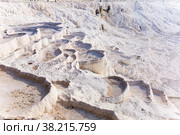 White terraced baths of Pamukkale thermal springs, Turkey. Стоковое фото, фотограф Яков Филимонов / Фотобанк Лори