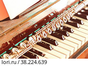 Flute with piano. Flute on piano keys. Wind instrument for musical design of concert creativity. Copyright space for your creativity, creating an inscription or logo. Concept musical work or concert. Стоковая иллюстрация, иллюстратор Aleksandr Golubev / Фотобанк Лори