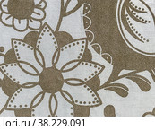 Grey and brown flowers on fabric, fabric pattern, seamless pattern, material, textile, grey background. Trendy fashion colors. Space for your creativity. Place for an inscription or logo. Стоковое фото, фотограф Aleksandr Golubev / Фотобанк Лори