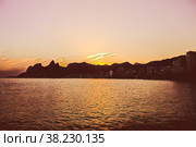 Illustration. Beautiful sunsets in the suburbs of Rio de Janeiro, Brazil. Стоковая иллюстрация, иллюстратор Aleksandr Golubev / Фотобанк Лори