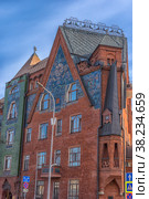 Fairy-tale House of Pertsova (DOM PERTSOVOY) , Moscow art nouveau building, constructed  by the architects Schnaubert and Zhukov (2019 год). Редакционное фото, фотограф Анна Кривицкая / Фотобанк Лори