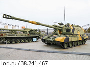 Self-propelled howitzer 2S19 Msta-S (2021 год). Редакционное фото, фотограф Art Konovalov / Фотобанк Лори