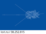 Communication satellite concept outline. Vector. Стоковая иллюстрация, иллюстратор Кирилл Черезов / Фотобанк Лори
