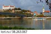 Bratislava castle and Saint Martins cathedral, river Danube. Стоковое фото, фотограф Яков Филимонов / Фотобанк Лори