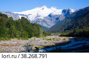 Valley of river Cauquenes and mountain Tronador. Стоковое фото, фотограф Яков Филимонов / Фотобанк Лори