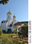 Golovinka microdistrict, Sochi, Krasnodar Territory, Russia, October 13, 2020: Church of St. Nina Equal to Apostles on sunny day. Редакционное фото, фотограф Алексей Антипов / Фотобанк Лори