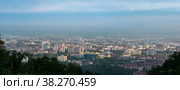 Cityscape, aerial view of Yuzhno-Sakhalinsk from Mount Bolshevik (2022 год). Стоковое фото, фотограф Евгений Харитонов / Фотобанк Лори