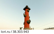 Vasilievsky Island Spit. Rostral column. White night. Unique urban landscape center Saint Petersburg (2020 год). Редакционное видео, видеограф Aleksandr Golubev / Фотобанк Лори