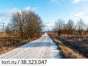 Дорога от станции Суйда (Новая улица).  Ленинградская область (2020 год). Стоковое фото, фотограф Александр Щепин / Фотобанк Лори