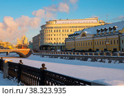View of the Vodootvodny channel and Kadashevskaya Embankment on winter day. Moscow. Russia. Стоковое фото, фотограф Яков Филимонов / Фотобанк Лори