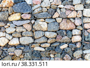 Stone wall with metal grid as background. Стоковое фото, фотограф FotograFF / Фотобанк Лори