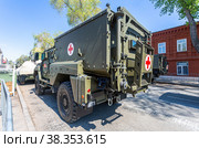 Protected ambulance tactical link "Linza" (medical transporter) on the basis of the truck KAMAZ-53949 (2021 год). Редакционное фото, фотограф FotograFF / Фотобанк Лори