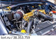 Subaru vehicle with tuned car engine (2021 год). Редакционное фото, фотограф FotograFF / Фотобанк Лори