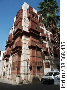 Jeddah, Saudi Arabia - 09 Mar 2020: The vintage house in Al-balad district, Jeddah, Saudi Arabia. Редакционное фото, фотограф Сергей Стрелков / Фотобанк Лори