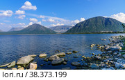 Summer Landscape  Big Vudyavr (Vudjavr) Lake  in mountains. Blue sky, clouds. Стоковое фото, фотограф Михаил Аккуратoв / Фотобанк Лори