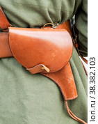 Vintage leather holster on the belt. Стоковое фото, фотограф FotograFF / Фотобанк Лори