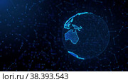 Rotation of the globe in the form of a hologram. Seamless animation. Global communication network concept, The earth with node connection, Business expansion worldwide background, 4k Resolution seamless loop. Стоковая анимация, аниматор Alexander / Фотобанк Лори
