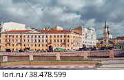 View of I.E. Starov former profitable house, 1780-1789, and Church of the Holy Righteous Simeon the God-Receiver and Anna the Prophetess, 1728-1734, landmark: St. Petersburg, Russia - 07 October, 2022. Редакционное фото, фотограф Алексей Голованов / Фотобанк Лори
