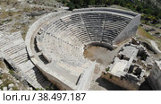 Reconstructed ruins of amphitheater in Rhodiapolis. Antalya Province, Turkey. Стоковое видео, видеограф Яков Филимонов / Фотобанк Лори
