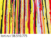 Background as handmade doormat from strips of cloth. Стоковое фото, фотограф FotograFF / Фотобанк Лори