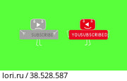 Like. Subscribe. Bell. Multiplication subscribe template on green background for your video on youtube channel. Подпишись на канал, поставь лайк, нажми на колокольчик. Мультипликационное видео для ютуб канала (на зеленом фоне). Стоковая анимация, аниматор Егор Кузенков / Фотобанк Лори