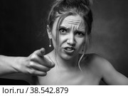 woman point at camera. Стоковое фото, фотограф Lekcej / Фотобанк Лори